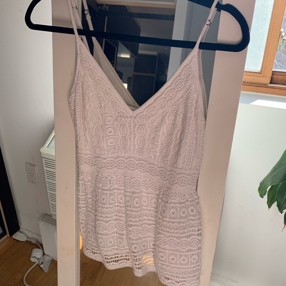 Abercrombie white embroidered tank (size small)
